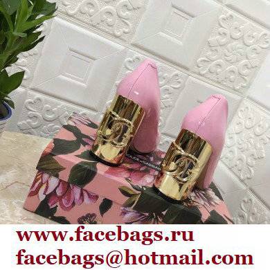 Dolce  &  Gabbana Heel 10.5cm Patent Leather Pumps Pink with DG Karol Heel 2021
